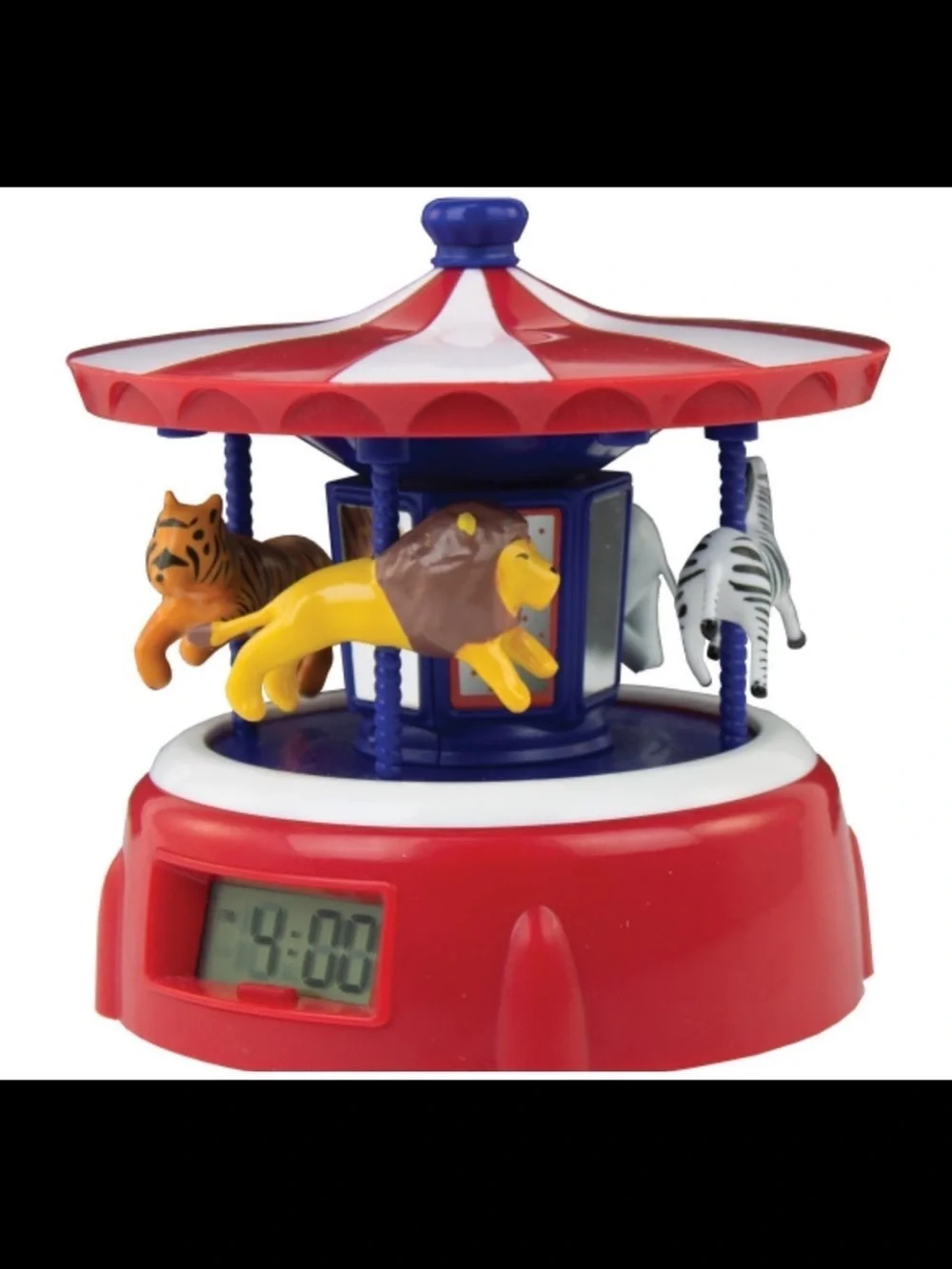Animated Carousel Alarm Clock - Red/White